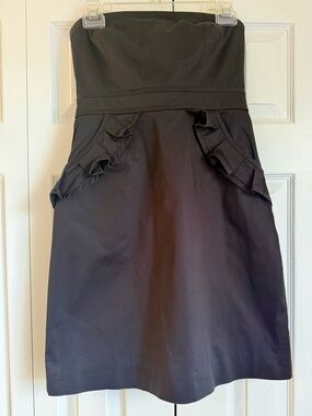 J. Crew Black Strapless Ruffle-Pocket Cocktail Dress